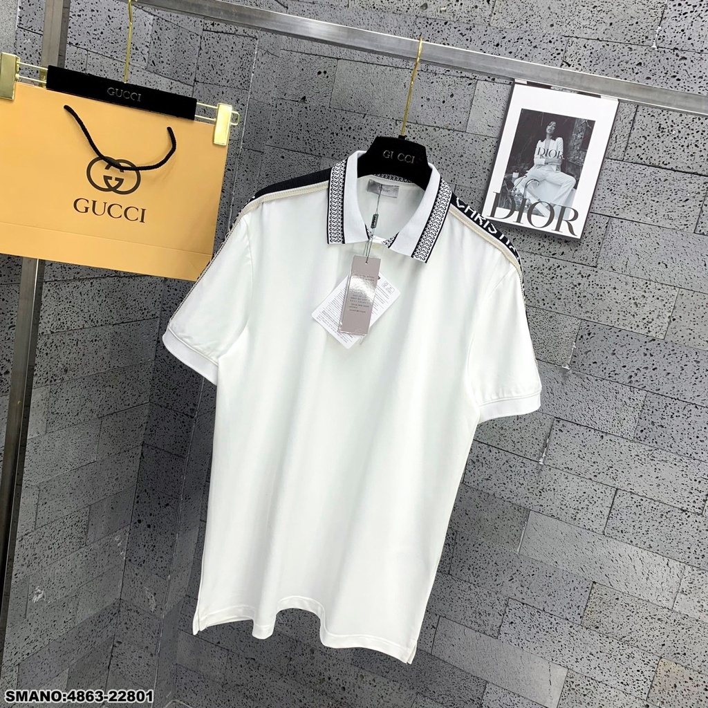 Áo Polo Nam Viền Vai DIO Cổ Thêu Hoạ Tiết Vải Mát Mịn Cao Cấp