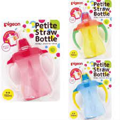 Bình Uống Nước Tay Cầm Có Ống Hút Pigeon 150Ml nhiều màu