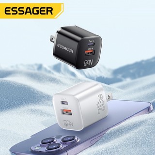 Củ sạc nhanh 20w gan essager type c + usb a sạc nhanh pd/qc/afc/scp/fcp