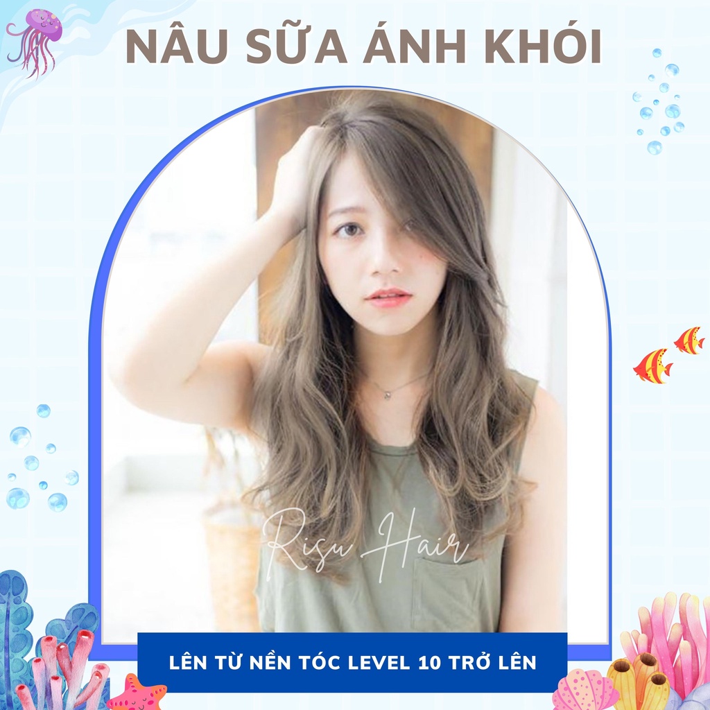 Kem Nhuộm Tóc Màu Nâu Sữa Ánh Khói - Risu Hair.