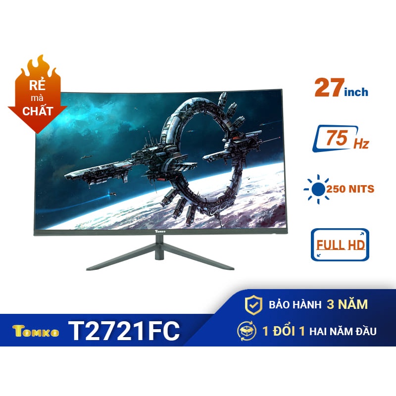 Màn hình máy tính cong Full Viền - 27 inch 75Hz Tomko T272FC , Mới 100% chính hãng - TOMKO