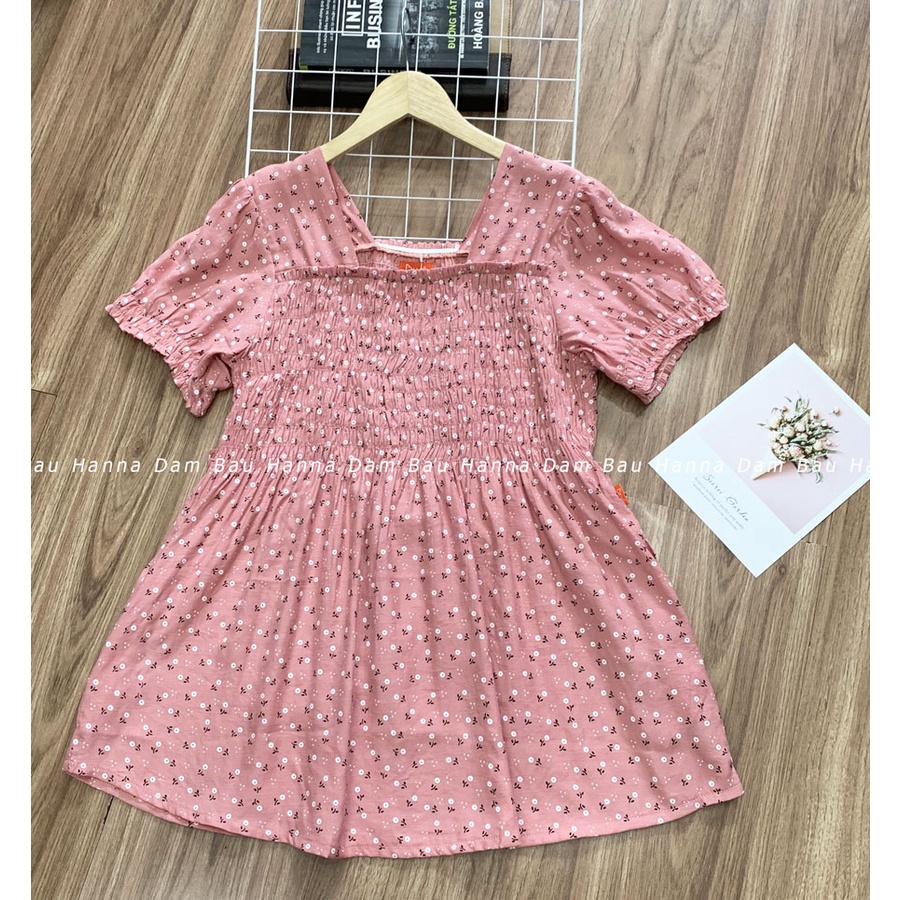 [HANNA] Áo bầu voan hoa nhí maxi vải mát mùa hè size 80kg thun maxi co dãn thoải mái vải cao cấp không nhăn có túi