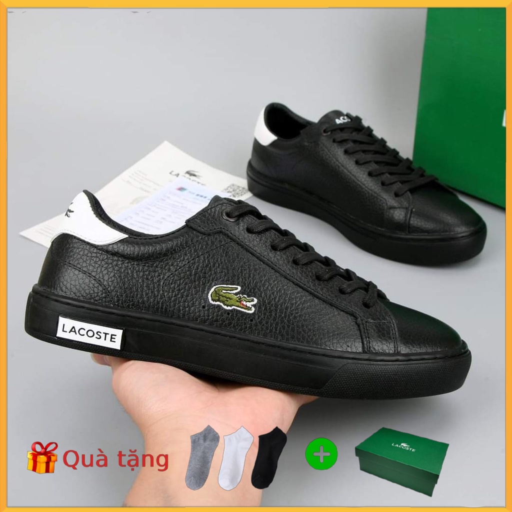 Giày nam Lacoste Full box Màu đen sang trọng đẳng cấp - Đế làm từ cao su đúc đi êm chân - DL7229