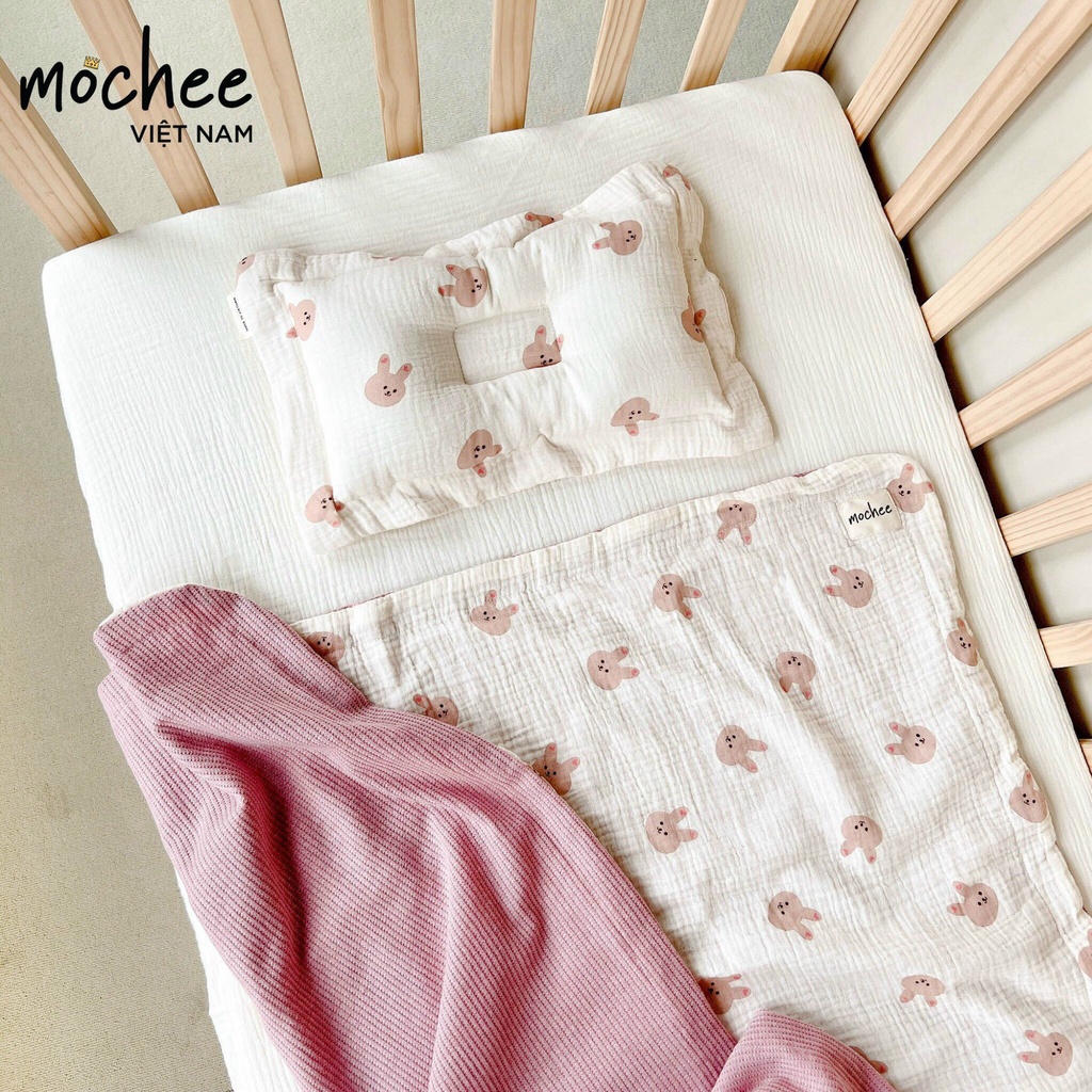 Chăn, Mền Xô Kèm Gối Muslin Cao Cấp Mochee - Khăn Xô Muslin Mochee