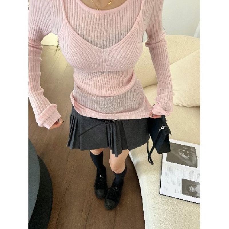 Muguay Áo Sơ Mi Giả Hai Mảnh Màu Hồng Dáng Ôm Cao Cấp Sang Trọng Có Dây Buộc Dành Cho Bạn Nữ