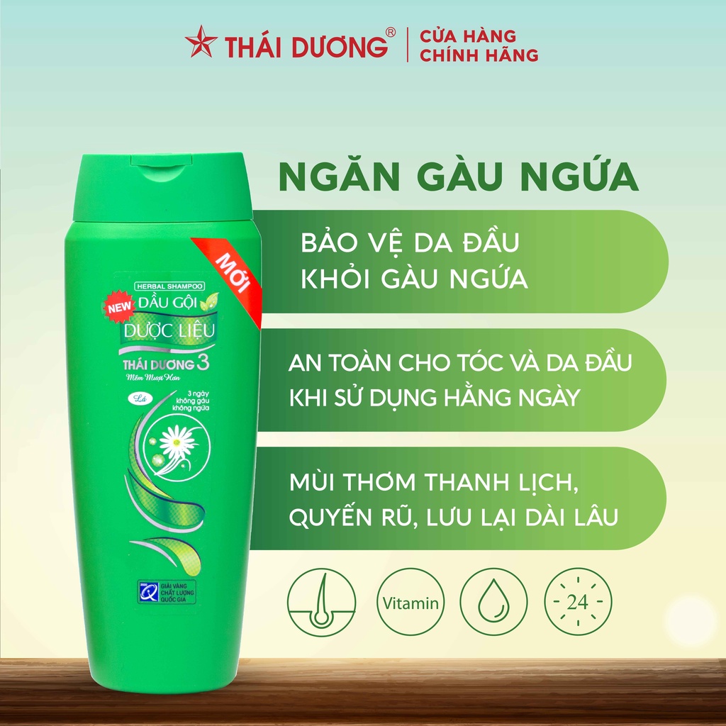 Dầu gội dược liệu Thái Dương 3 ngăn gàu ngứa  200ml, 500ml - Sao Thái Dương