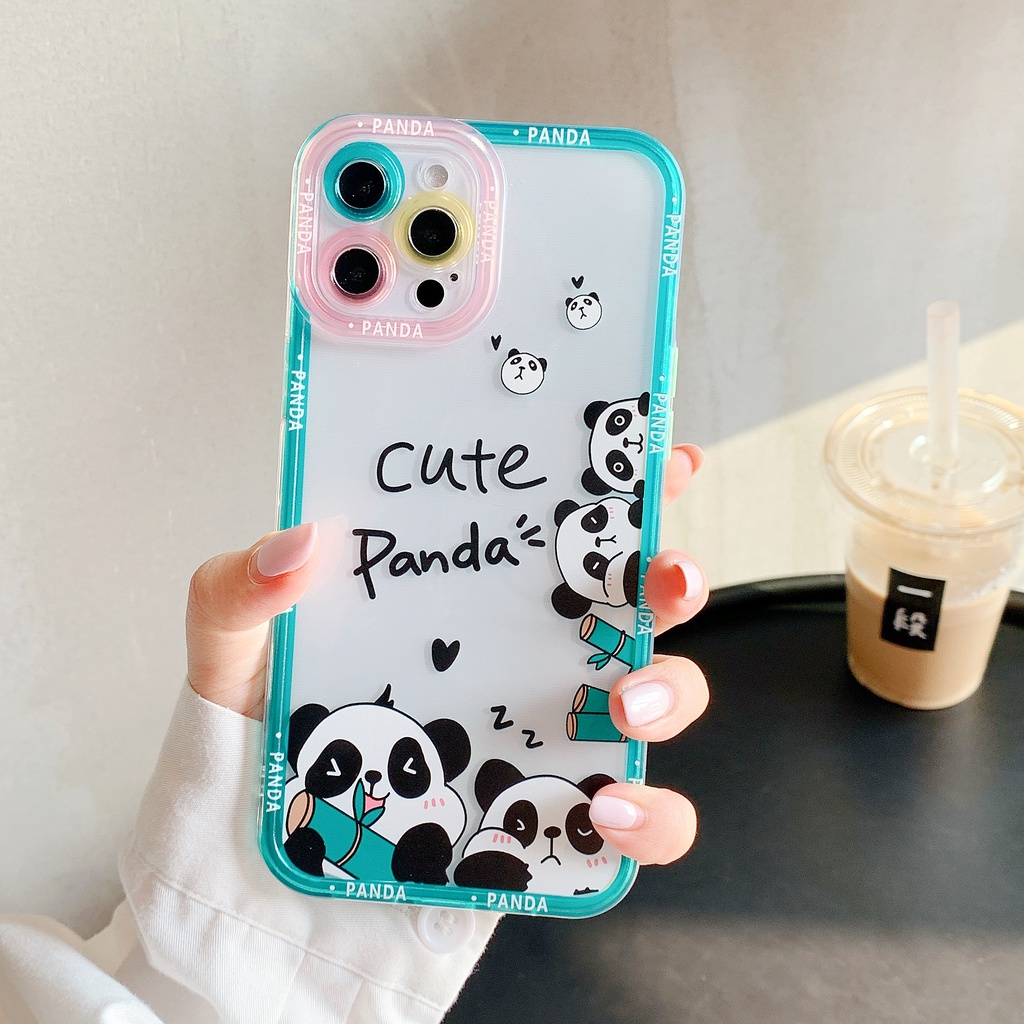 Ốp Điện Thoại Chống Sốc In Hình Gấu Trúc Dễ Thương Cho iPhone 14 / 13 / 12 / 11 / X / 8 / 7P