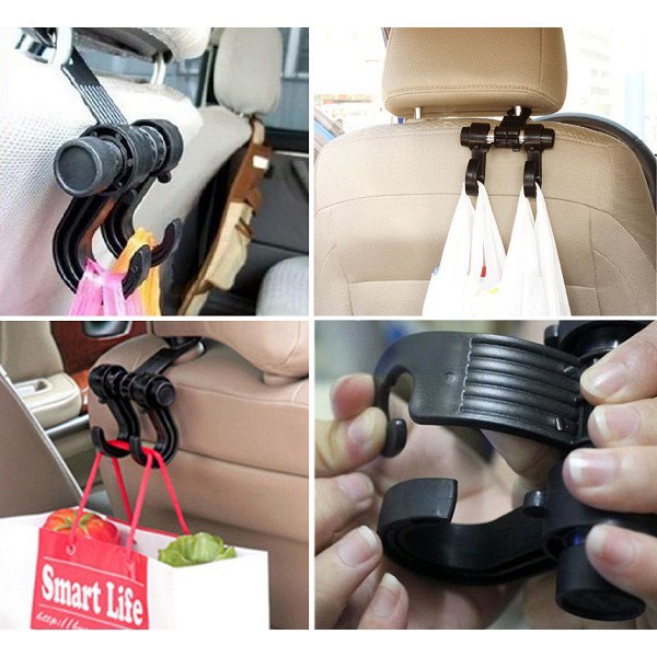 Móc đôi treo đồ sau ghế xe hơi đa năng, nhỏ gọn, tiện lợi thiết kế thông minh phù hợp với mọi loại xe xoay 360 độ