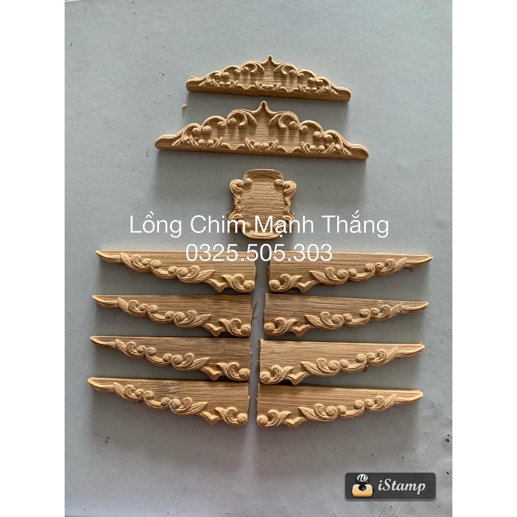 Bộ chân cửa chạm LÁ ĐỀ gắn lồng chào mào siêu đẹp (11 chi tiết), bộ chạm chào mào - phụ kiện lồng chim cao cấp