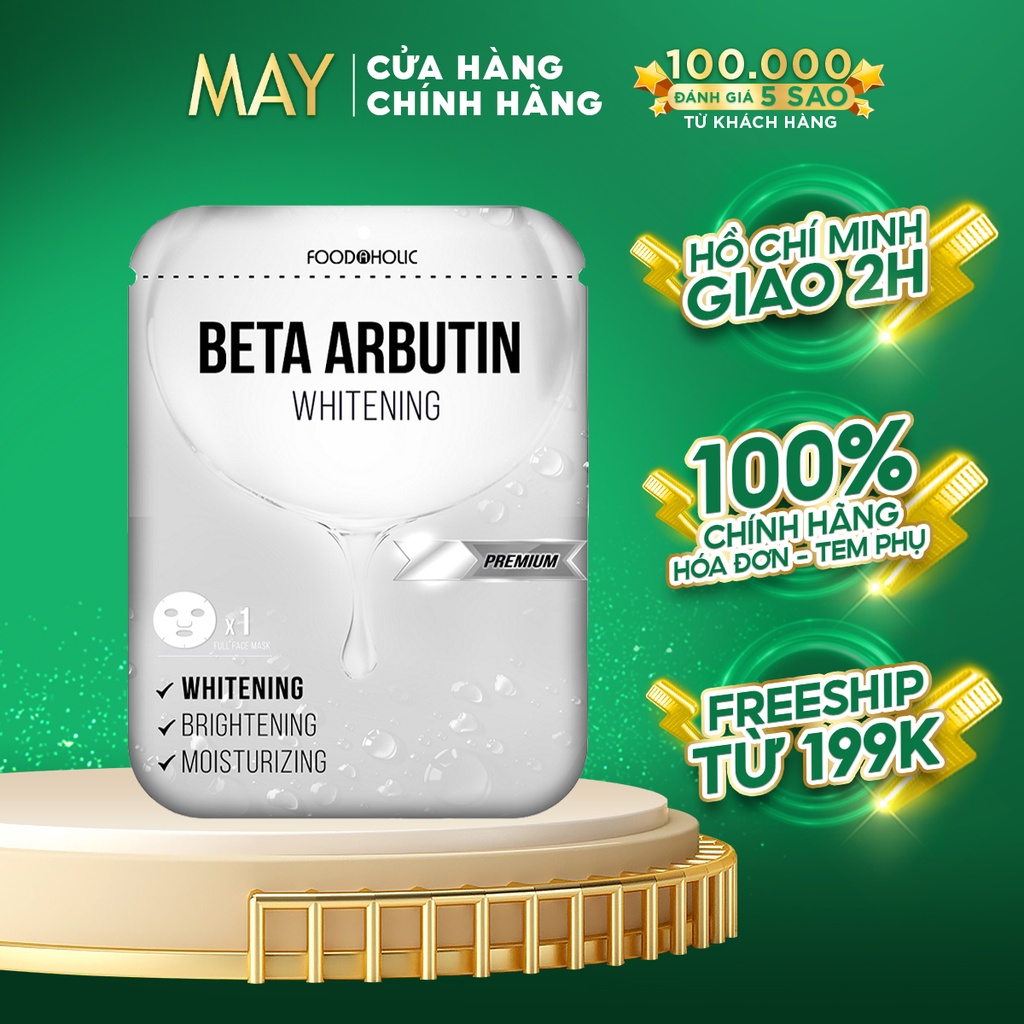 Combo 5 Mặt Nạ Foodholic BETA ARBUTIN Dưỡng Trắng, làm đều màu da Whitening Mask 23mlx5