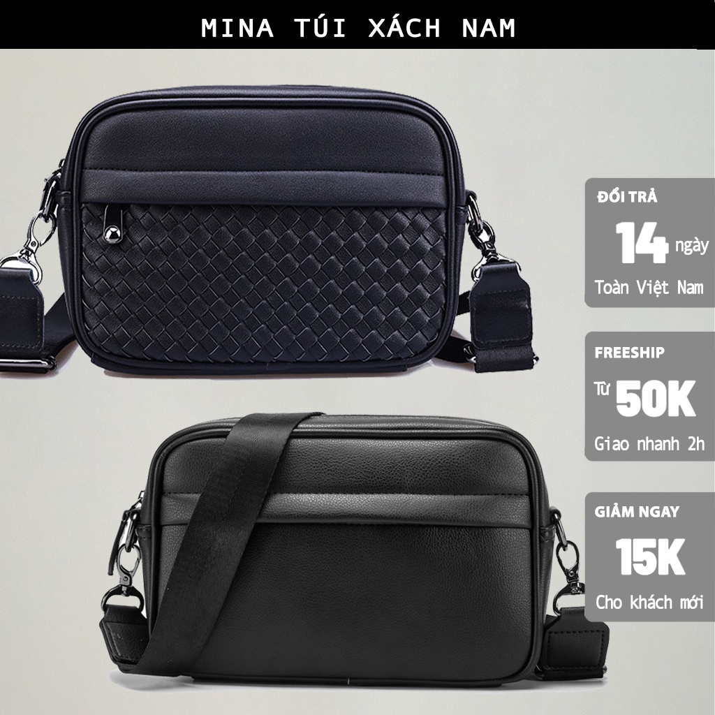 Túi hộp chữ nhật đeo chéo nam tiện lợi thời trang đựng vừa điện thoại da mềm xịn thời trang Mina