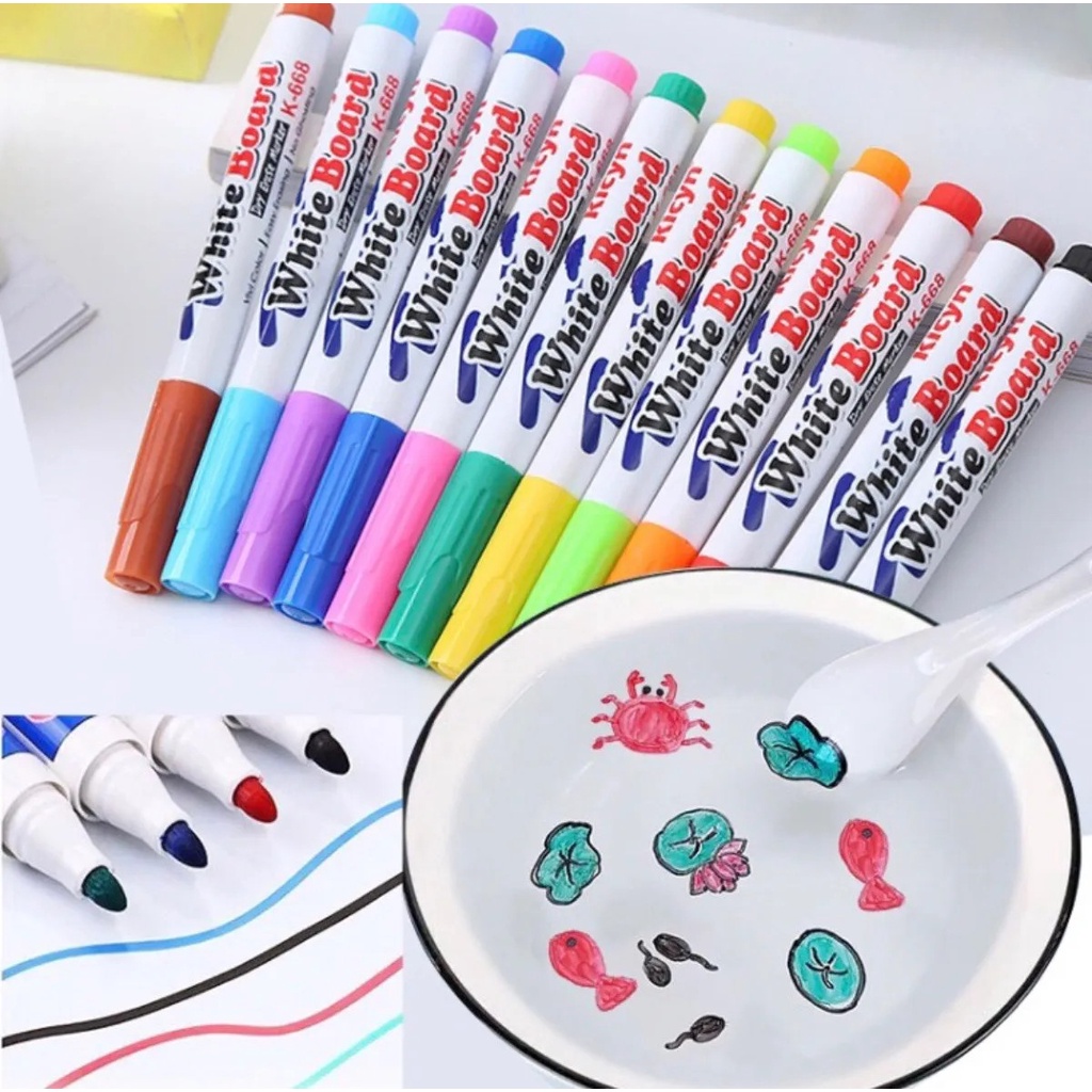 12 CÂY BÚT MÀU VẼ HÌNH NỔI TRÊN MẶT NƯỚC, ĐỒ CHƠI TRẺ EM