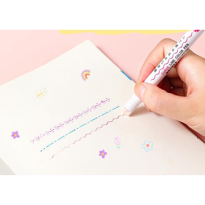 COMBO BÚT VẼ HỌA TIẾT DỄ THƯƠNG HỘP 6 MÀU VÀ 8 MÀU VẼ HÌNH TRÁI TIM, BÔNG HOA, NÉT ĐỨT....