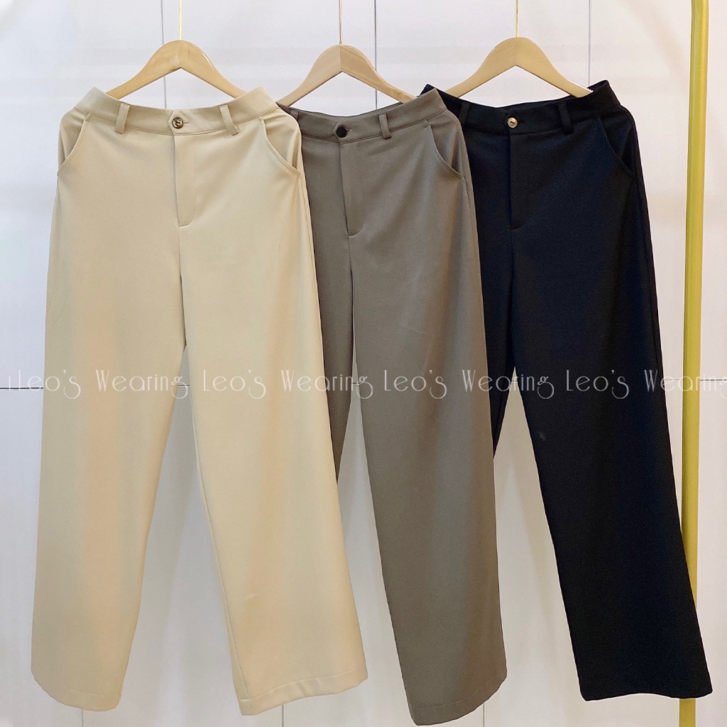 Quần suông ống rộng cạp cao tôn dáng LEOSWEARING A39