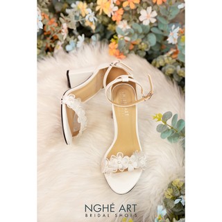 Giày cưới Nghé Art sandal gót vuông 424