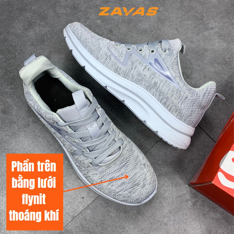 Giày thể thao nam ZAVAS đế cực kì êm nhẹ lưới flynit thoáng khí phù hợp chạy bộ đi chơi đi làm form gọn dễ mang - S415