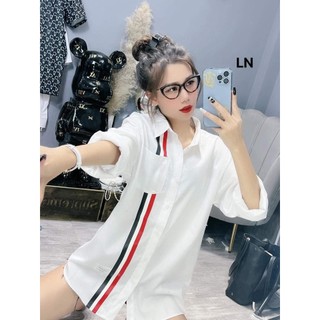 Áo sơ mi 2 vạch đen đỏ  Chất sơ mi lụa,ln