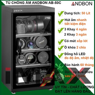 Tủ chống ẩm 50 lít andbon ab-50c, 3 khay