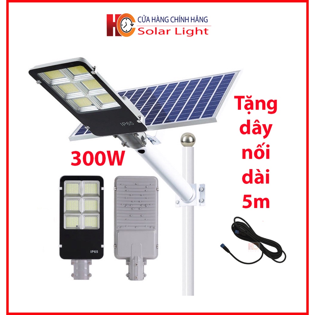 Đèn năng lượng mặt trời bàn chải HC SOLAR LIGHT 300W– 6 khoang, Đèn Led, Vỏ nhôm, Tấm pin NLMT rời, Ánh sáng trắng