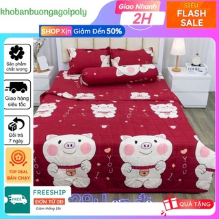 Drap Ga Giường Cotton Poly 1m8x2m Drap Bốn Mùa Đủ Size,khobanbuongagoipoly mẫu HEO ĐỎ