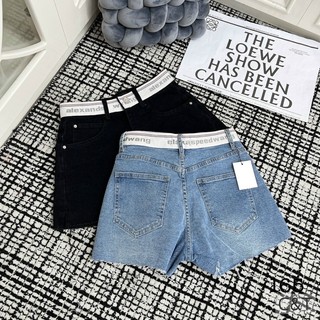 Quần sooc jeans wang phối cạp chữ