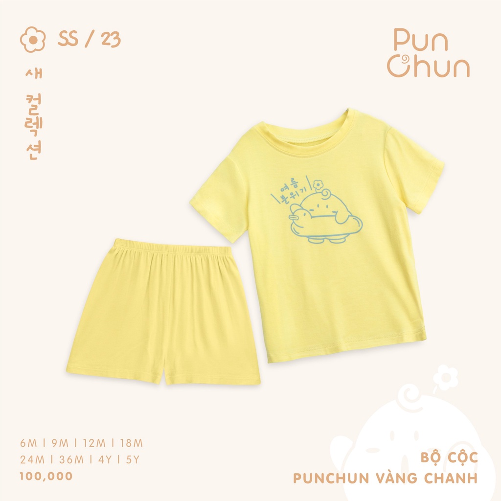 Punchun 2023- Bộ cộc Punchun cho bé trai bé gái PC2023D01