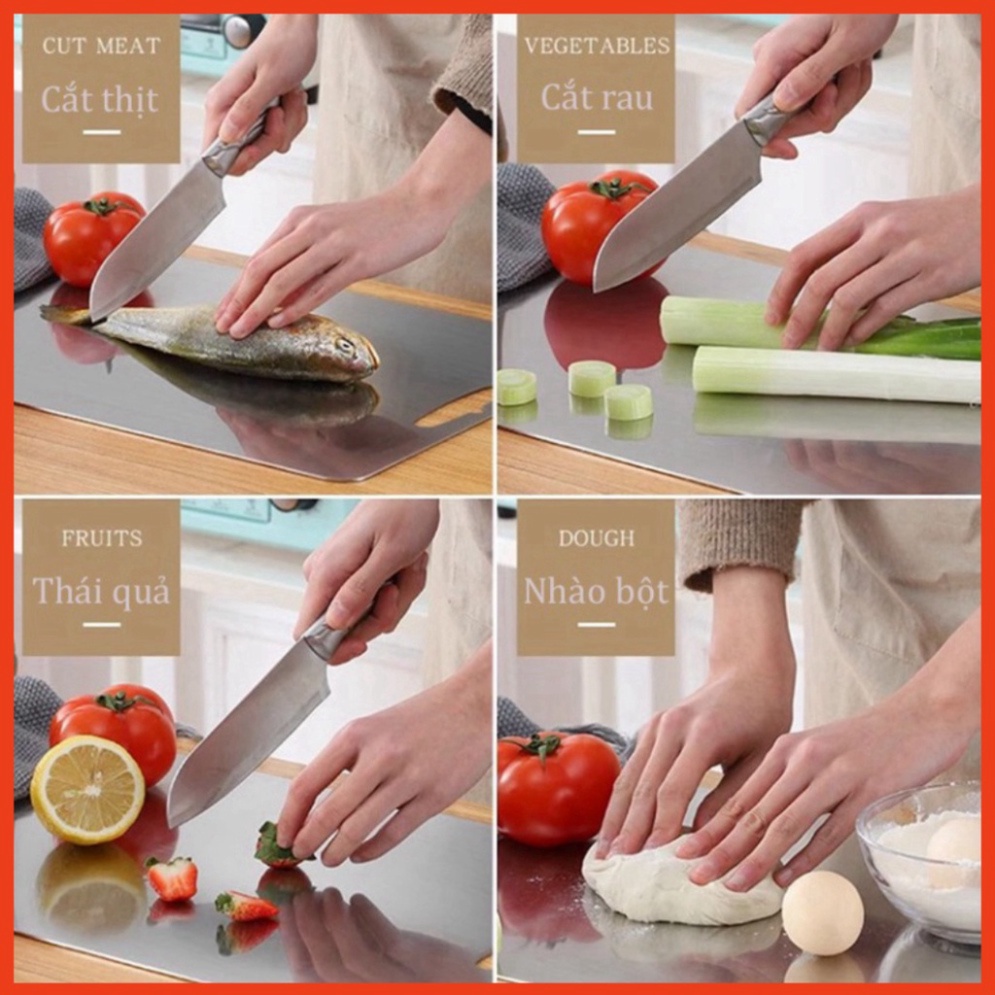 Thớt INOX 304 sát khuẩn cao cấp - Thớt Cường Lực, vệ sinh và lau chùi Dễ Dàng, Rã Đông Nhanh, Không Xước Dăm, Không Hot