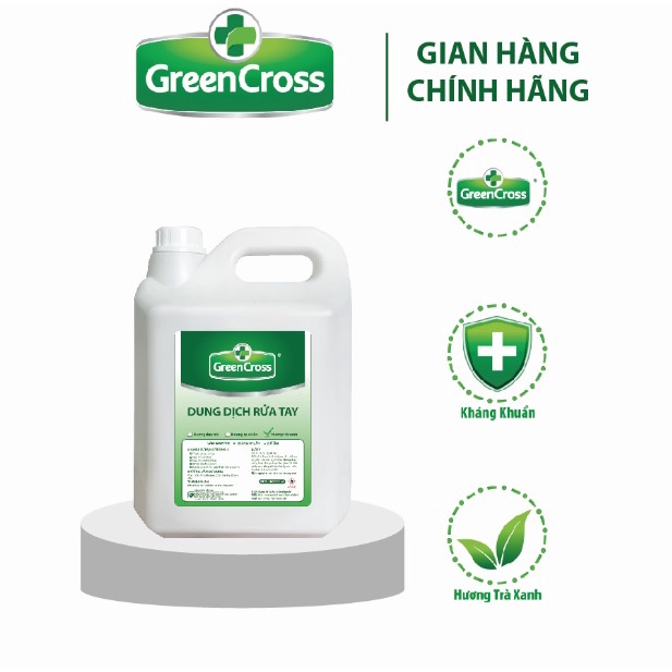 Dung dịch rửa tay kháng khuẩn Green Cross Can 5 Lít - Hương trà xanh