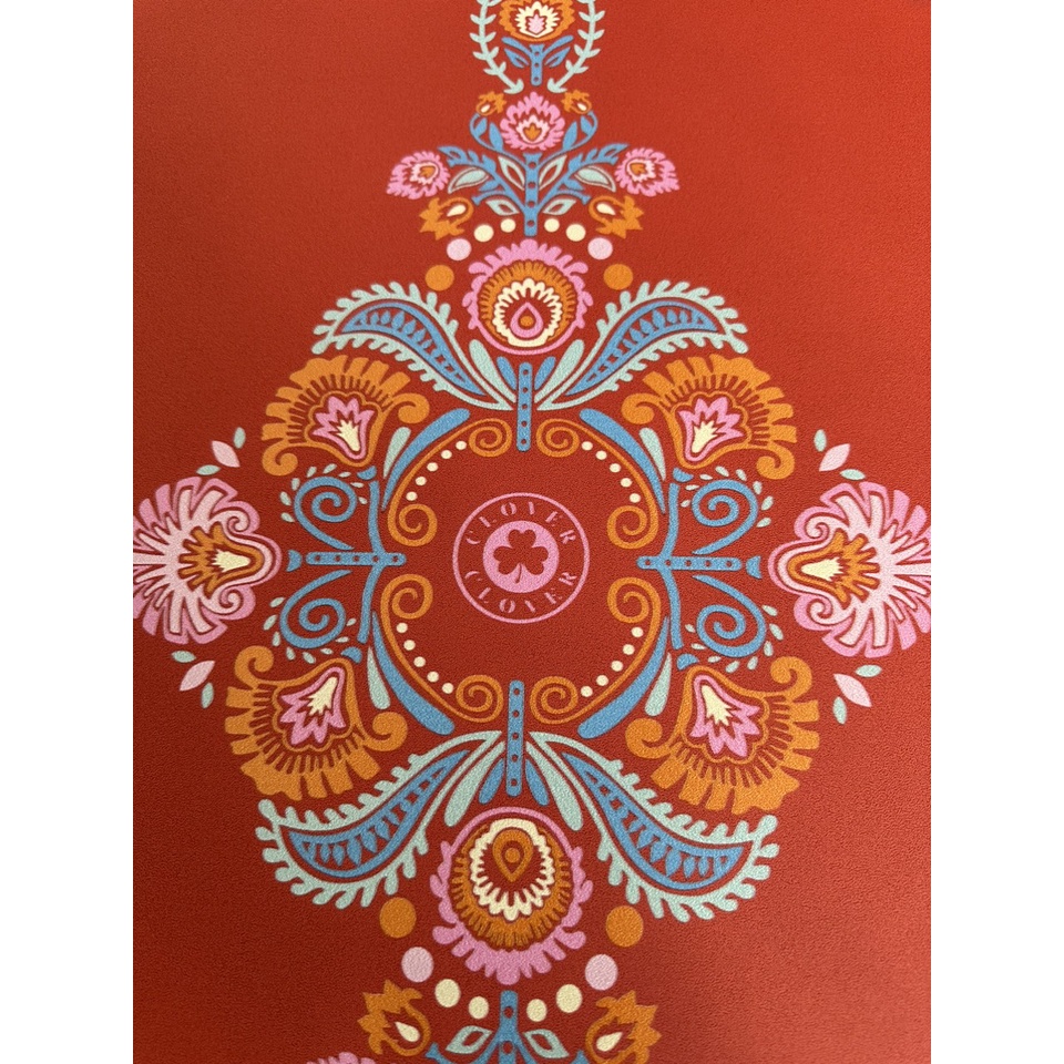 Thảm Yoga Cao Su Thực Vật Xơ Dừa Bề Mặt Nhám Siêu Bám Dính Clover, Định tuyến nổi màu sắc đẹp Kèm túi, hộp