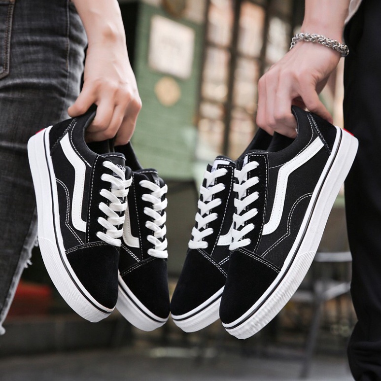 Giày 𝐕𝐚𝐧𝐬 𝐎𝐥𝐝 𝐒𝐤𝐨𝐨𝐥 - Giày Van nam Sneaker Vans Đen kẻ trắng nhung nỉ cao cấp nam nữ, đế đúc chắc chắn, cá tính D12
