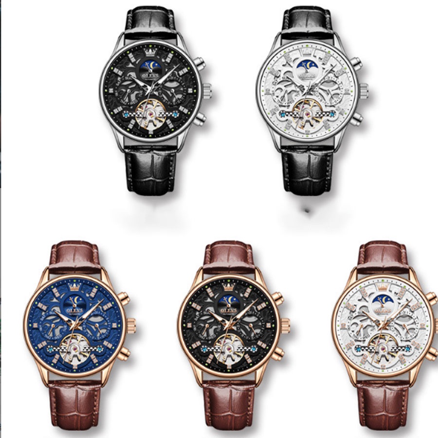 Đồng hồ nam cao cấp Olevs size 40mm,dây đeo bằng da,chống nước 30m,bảo hành toàn quốc 12 tháng chín hãng Olevs