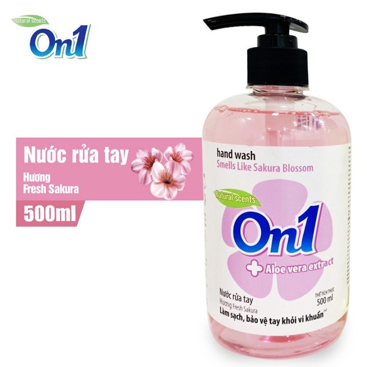 Nước rửa tay On1 Chai 500ml sạch khuẩn và dưỡng da tay với chiết xuất nha đam lô hội