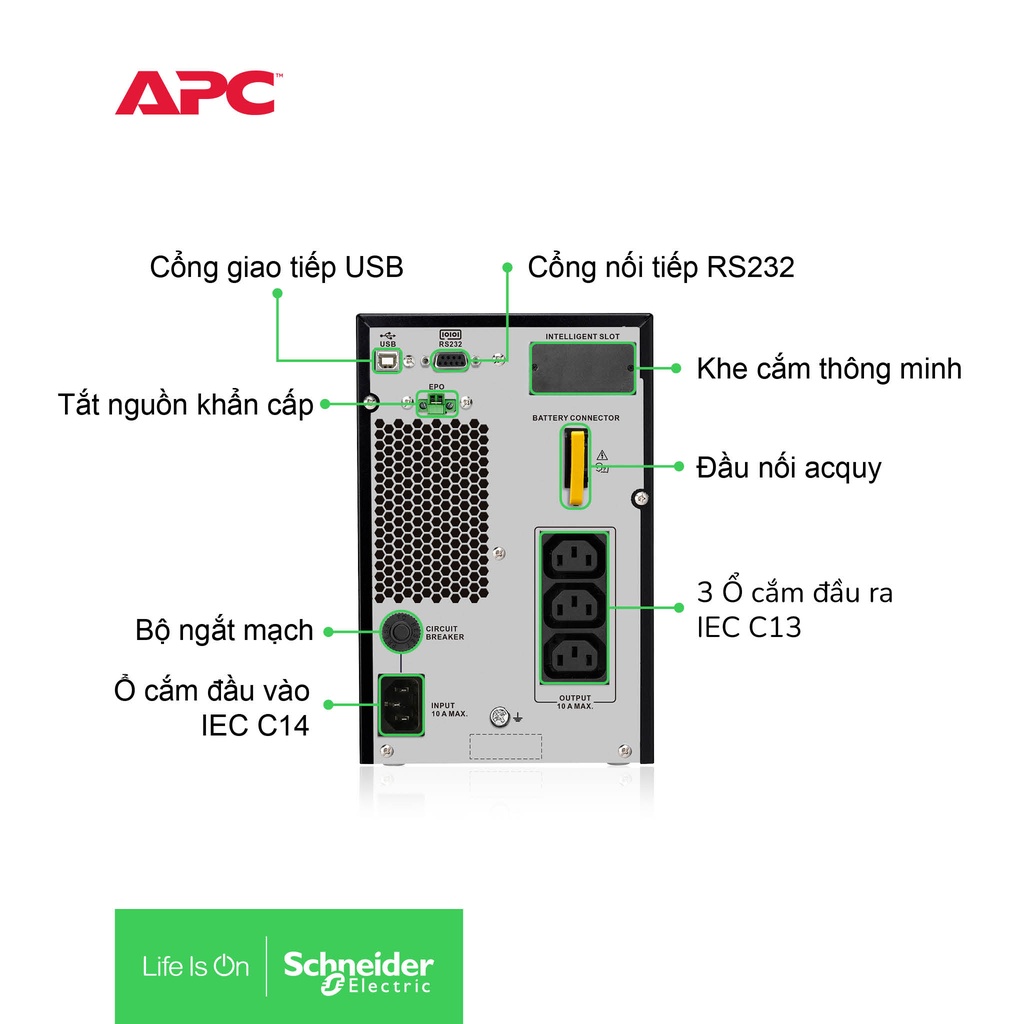 [FREESHIP] Bộ lưu điện APC by Schneider Electric Easy UPS SRV1KI 1000VA 230V