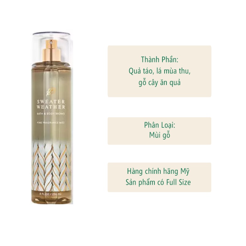 ✨ Xịt thơm Body Mist 𝐁𝐚𝐭𝐡 𝐀𝐧𝐝 𝐁𝐨𝐝𝐲 𝐖𝐨𝐫𝐤𝐬 𝐒𝐰𝐞𝐚𝐭𝐞𝐫 𝐖𝐞𝐚𝐭𝐡𝐞𝐫