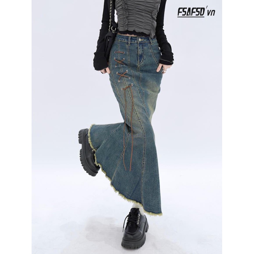 Chân Váy Denim Đuôi Cá Phong Cách Retro Thời Trang Mới 2022 Cho Nữ