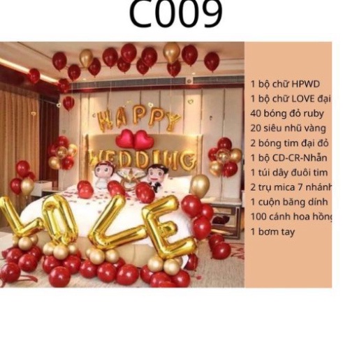 Sét Bóng Trang Trí Phòng Cưới, Bóng Bay Trang Trí Phòng Cưới