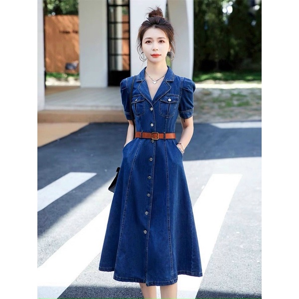 ( HÀNG NHẬP QUẢNG CHÂU CAO CẤP ) VÁY ĐẦM JEAN DÁNG XÒE, TAY BỒNG XINH XẮN,TRÀN ĐẦY NĂNG LƯỢNG CHO BẠN GÁI