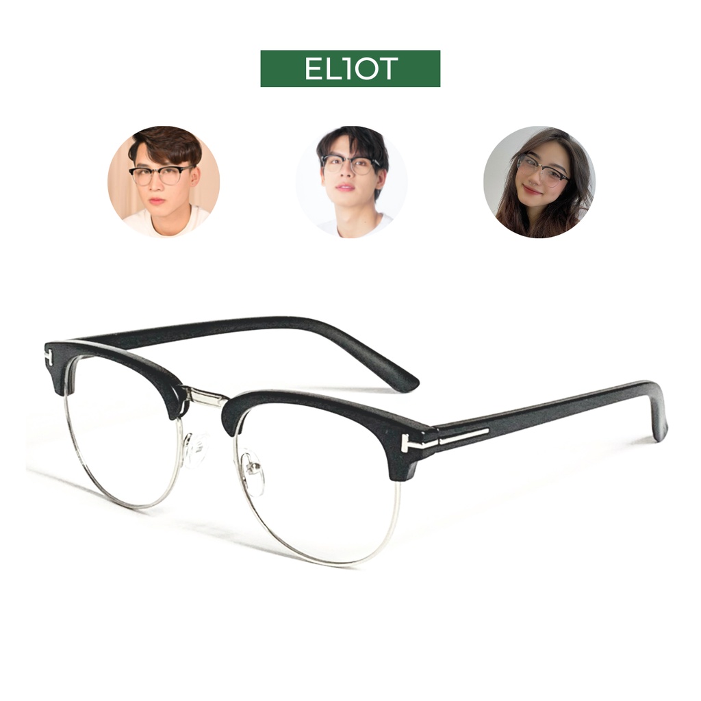 Gọng kính cận ELIOT EYEWEAR Clubmaster mắt kính nửa viền chống ánh sáng xanh nam nữ thời trang có thể thay cận