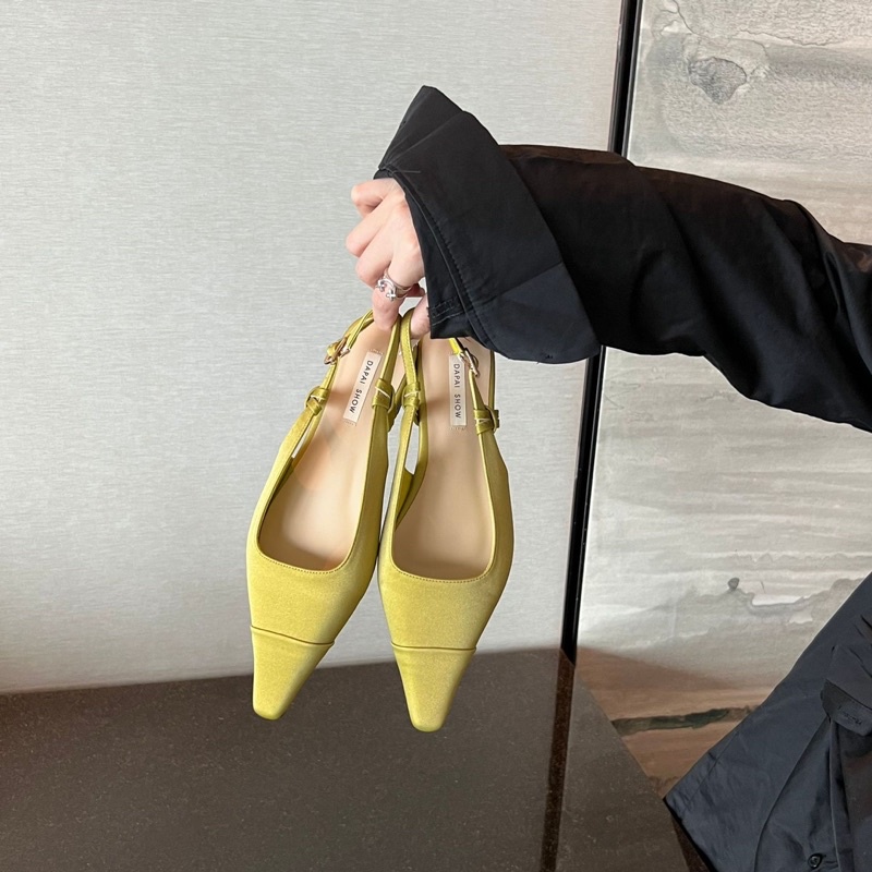 Sandal nữ mũi nhọn có dây sau phong cách Pháp mẫu mới năm 2023