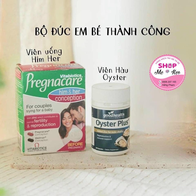 Combo Tinh Chất Hàu Goodhealth Oyster Plus 60 viên - Vitamin Thụ Thai Pregnacare Him and Her Conception 60 viên