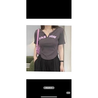 [ORDER] Áo Thun Bigsize Cổ Chữ V In Chữ Thiết Kế Hack Dáng Thời Trang Mùa Hè Hàn Quốc (có bigsize 50-100kg)