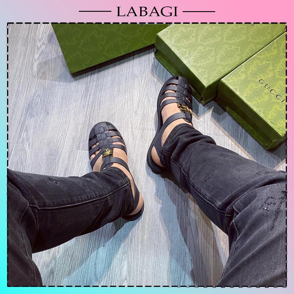 Dép Rọ Gucci Nam Bản Cao Cấp Full Bill+Box, Dép Sandal Quai Hậu Đúc Nguyên Khối