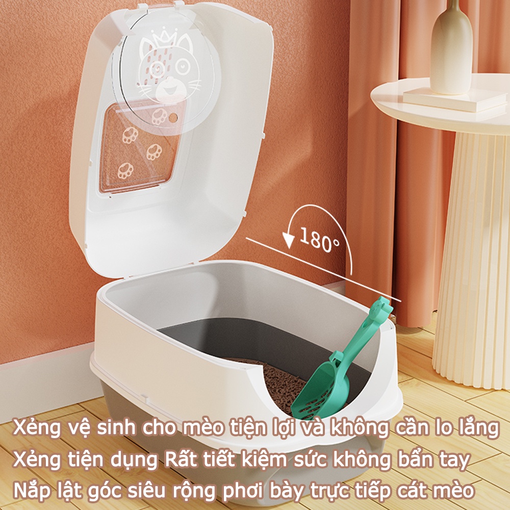 57x38x41cm Khay vệ sinh cho mèo Khay cát mèo màu xám Tặng xẻng khay cát mèo size lớn khay cát mèo nhỏ khay cát mèo lớn