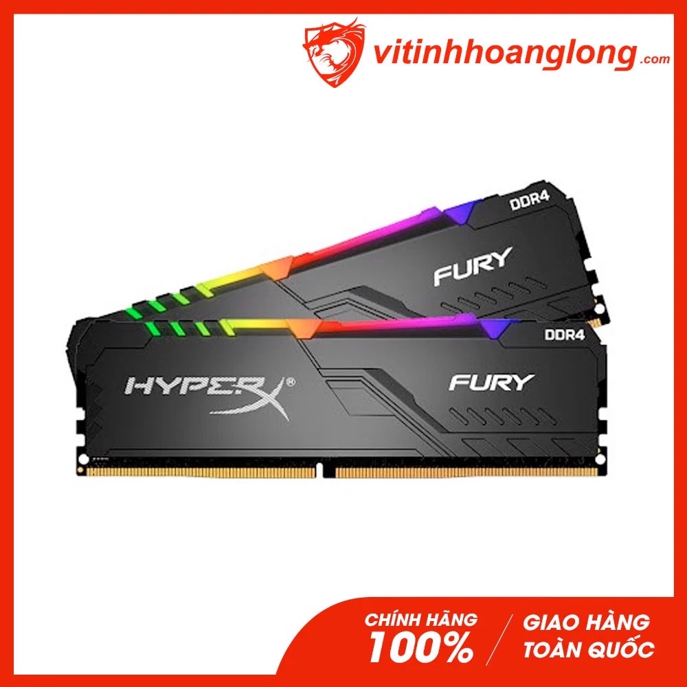 Ram PC DDR4 Kingston 16G Bus 3200 HyperX Fury RGB (2X8G) Tản Nhiệt (HX432C16FB3AK2/16)