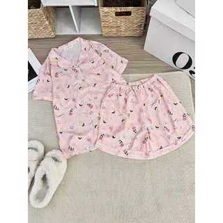 Đồ ngủ pyjama lụa hình mango cao cấp