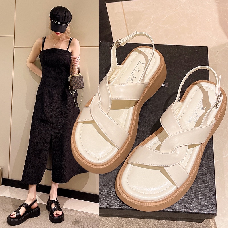 Giày sandal nữ quai đan xoắn đế nâu cực đẹp phong cách ulzzang phù hợp đi học đi chơi