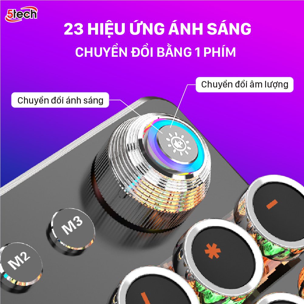 Bàn phím cơ gaming 5Tech chính hãng với 104 phím tròn mạ điện cao cấp và 30 chế độ màu dùng cho máy tính PC, laptop