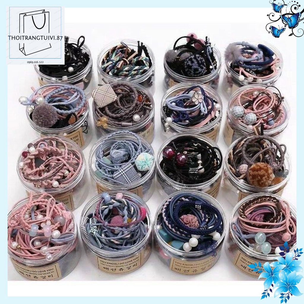 Set bộ 12 dây buộc tóc chun Hàn Quốc -thoitrangtuivi87