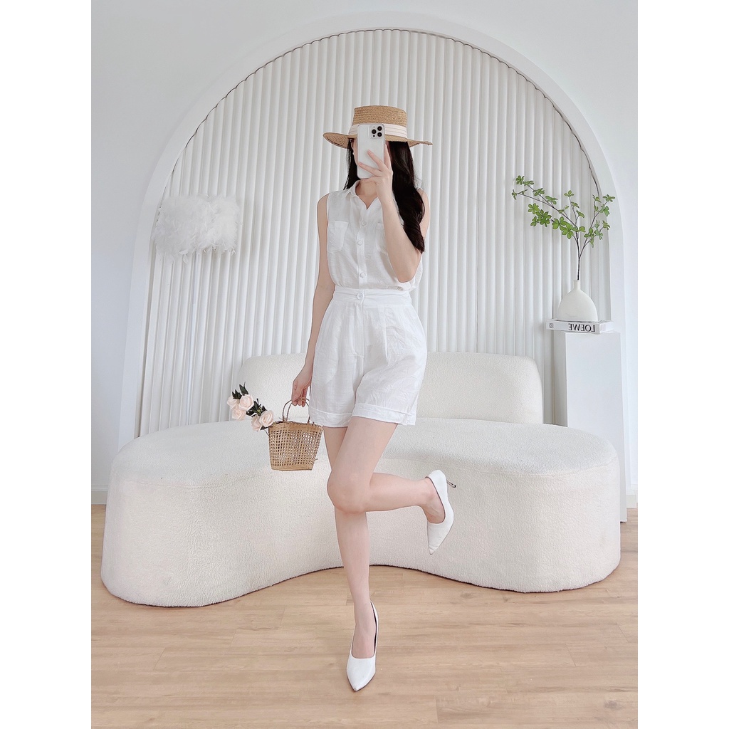 Bộ phông đùi nữ Evafashion hoa nhí cổ tròn ngắn tay chất liệu cao cấp thoáng mát