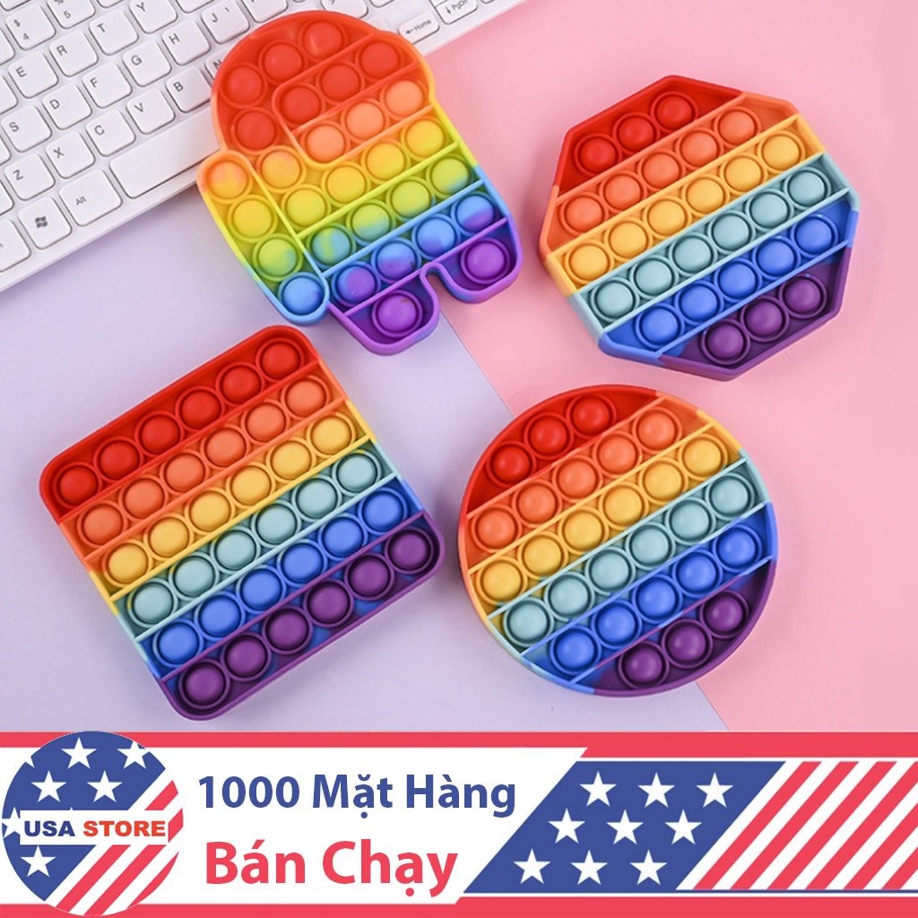 Đồ Chơi Pop It Bóp Bóp Bấm Nút Bóp Bóng - Pop It Fidget Toy, Giảm Stress, Bằng Silicon An Toàn Cho Trẻ Em